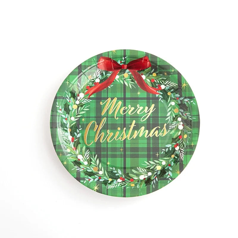 Factory Design Christmas Paper Plate Baking Light Salad Round Paper Plate 7 Inch 9 Inch Christmas Paper Plate