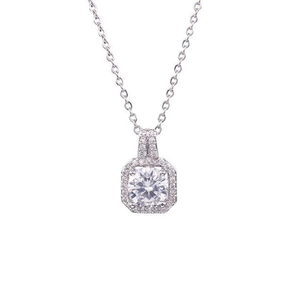 Ig Style Polygon Copper Inlay Zircon Pendant Necklace