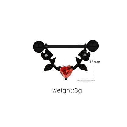 1 Piece Nipple Rings & Studs IG Style Shiny Heart Shape Flower 316L Stainless Steel Alloy Titanium Steel Epoxy Chain Inlay Resin Rhinestones Glass White Gold Plated Gold Plated