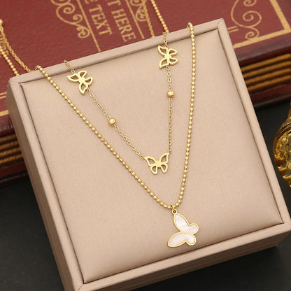 Fashion Butterfly Insect Stainless Steel Electroplating Necklaces