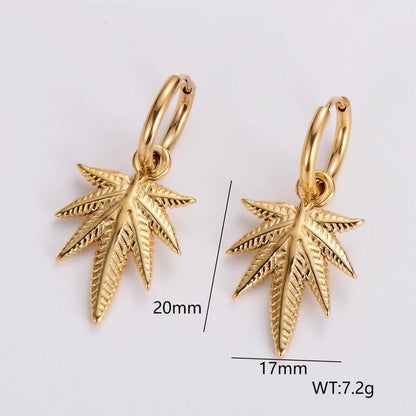 3 Pieces Glam French Style Round Leaves Irregular Inlay 304 Stainless Steel Resin Rhinestones 18K Gold Plated Drop Earrings