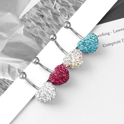 1 Piece Belly Rings Sexy Cool Style Heart Shape 316L Stainless Steel Alloy Plating Rhinestones