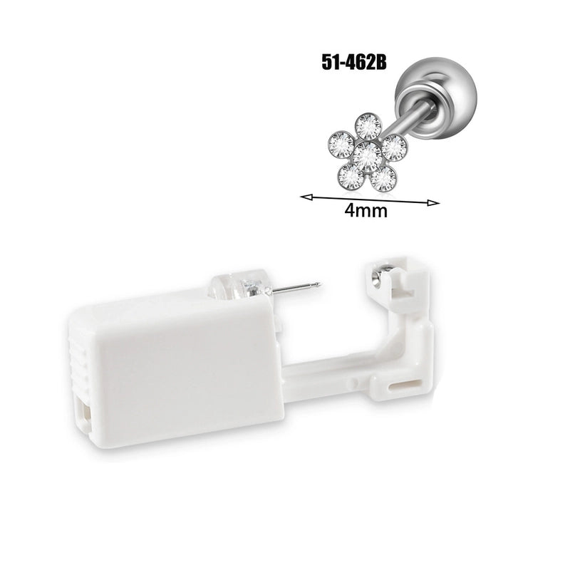 1 Piece Hawaiian Tropical Round Flower Butterfly Inlay 316 Stainless Steel Zircon 24K Gold Plated Cartilage Earrings