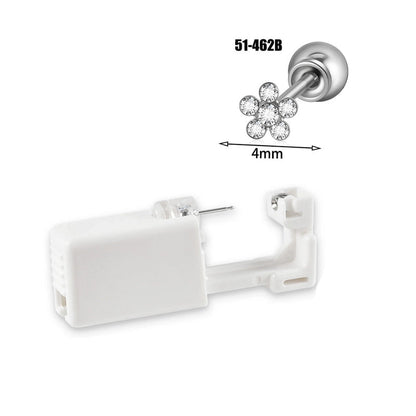 1 Piece Hawaiian Tropical Round Flower Butterfly Inlay 316 Stainless Steel Zircon 24K Gold Plated Cartilage Earrings