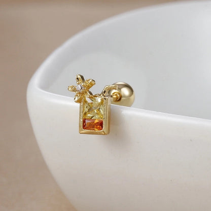 1 Piece Ear Cartilage Rings & Studs IG Style Ice Cream Heart Shape Candy 304 Stainless Steel Inlay Zircon 18K Gold Plated Ear Cartilage Rings & Studs