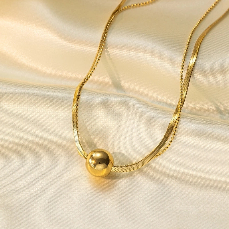 Minimalist Geometric Heart Shape Titanium Steel Shell Zircon 18K Gold Plated Inlay Layered Necklaces Necklace