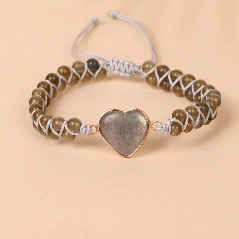 1 Piece Minimalist Heart Shape Turquoise Glass Knitting Bracelets