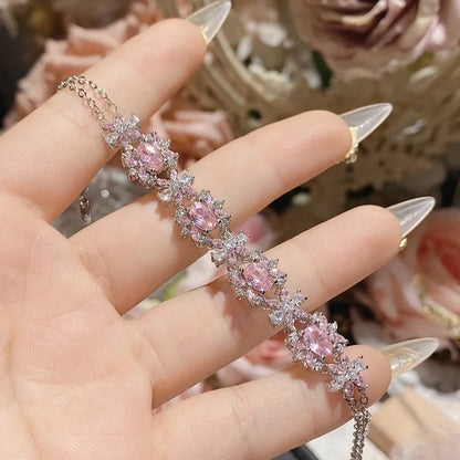 Copper Inlay Heart Shape Flower Bow Knot Zircon Bracelets