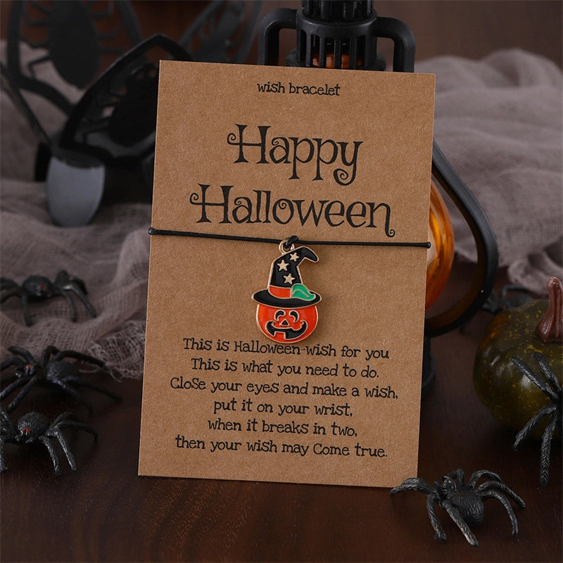 Halloween Pumpkin Ghost Skull Woven Bracelet Personalized Exaggerated Adjustable Hand Rope For Men And Women