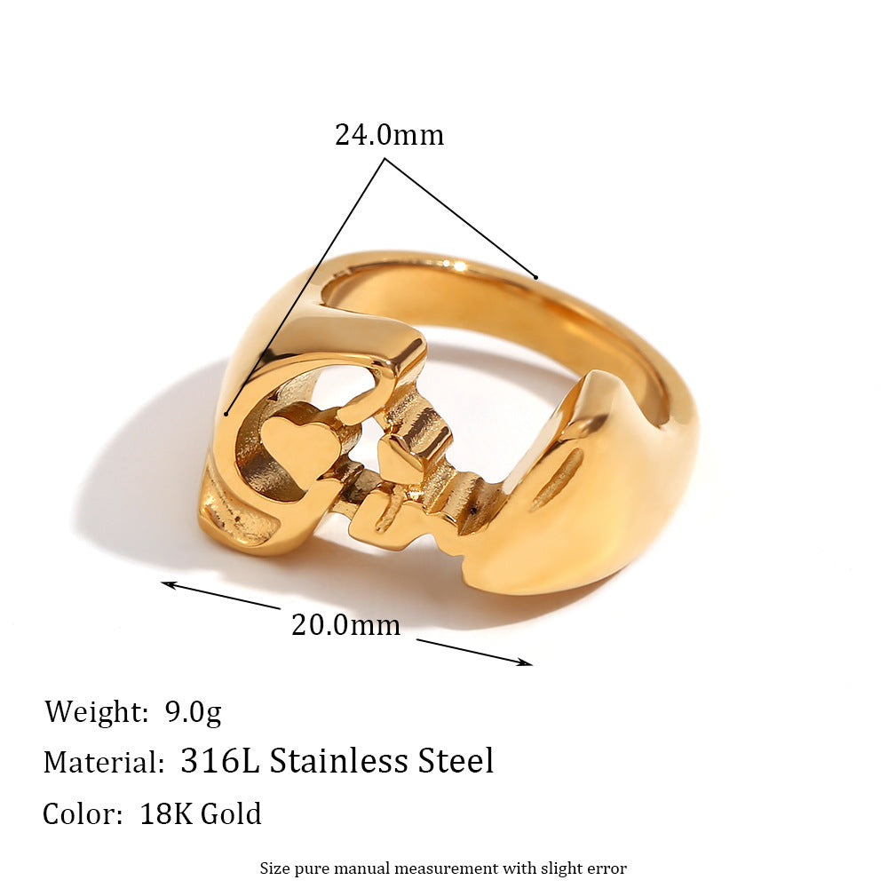 Fashion Niche Circle Geometric Stainless Steel 18K Gold Plated Rings