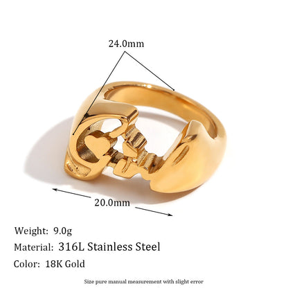 Fashion Niche Circle Geometric Stainless Steel 18K Gold Plated Rings