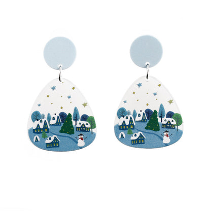 Christmas Earrings Christmas Old Man Bell Snowman Earrings Studs