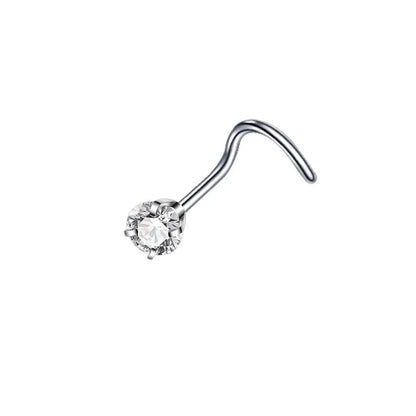 Fashion Solid Color Stainless Steel Inlay Zircon Nose Studs 1 Piece