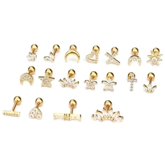 Ear Cartilage Rings & Studs Flower 316L Stainless Steel Copper