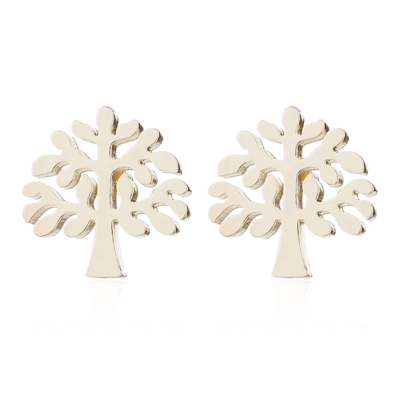 1 Pair Japanese Style Minimalist Tree Polishing Plating 304 Stainless Steel 18K Gold Plated Ear Studs