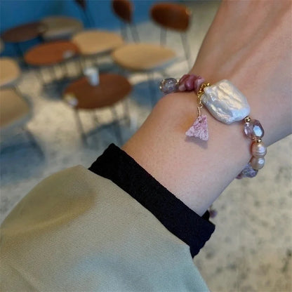 Minimalist Classic Style Round Freshwater Pearl Beaded Bracelets