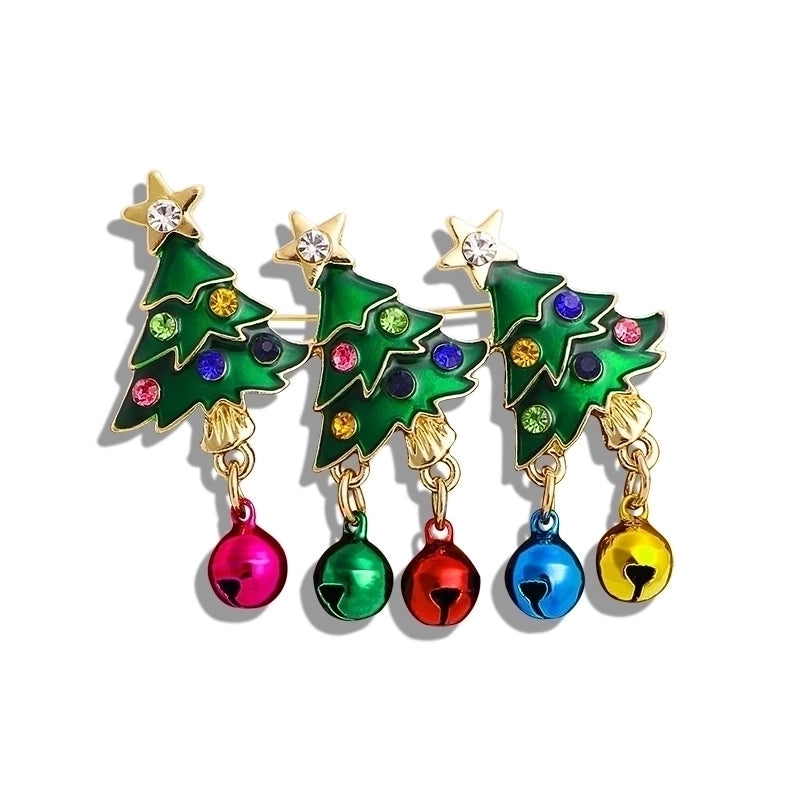 2 Pieces Ethnic Style Pin Christmas Tree Letter Wreath Imitation Pearl Alloy Rhinestone Enamel Unisex Brooches