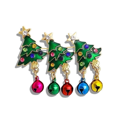 2 Pieces Ethnic Style Pin Christmas Tree Letter Wreath Imitation Pearl Alloy Rhinestone Enamel Unisex Brooches