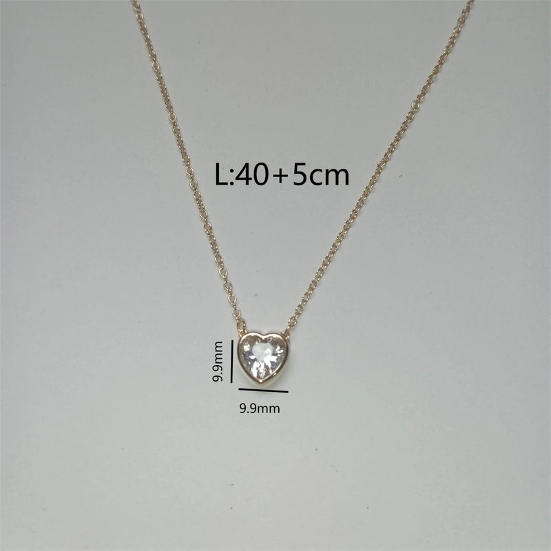 Minimalist Heart Shape Glass Copper 18K Gold Plated Plating Necklace