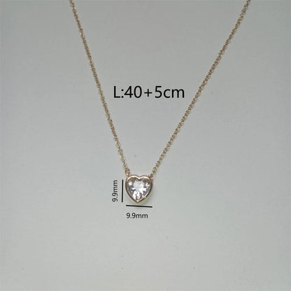 Minimalist Heart Shape Glass Copper 18K Gold Plated Plating Necklace