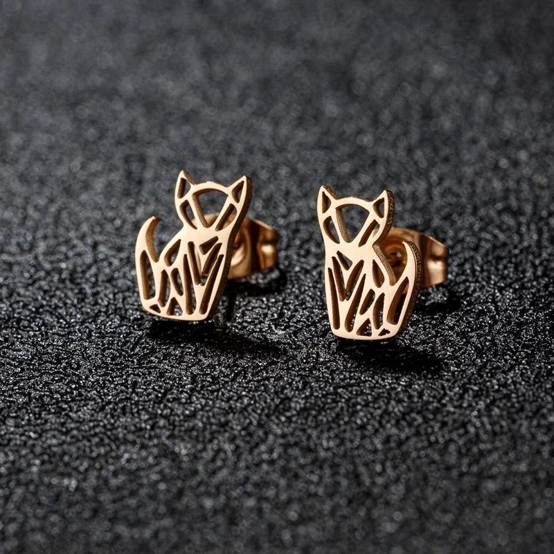 1 Pair Cute Minimalist Animal Notes Polishing 304 Stainless Steel 18K Gold Plated Ear Studs