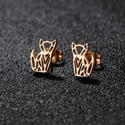 1 Pair Cute Minimalist Animal Notes Polishing 304 Stainless Steel 18K Gold Plated Ear Studs