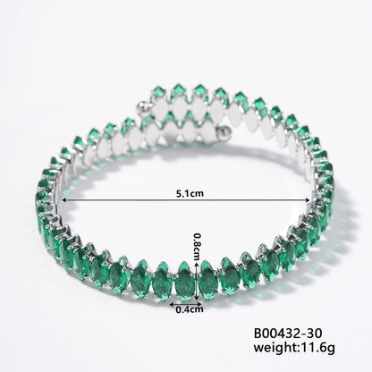 Copper K Gold Plated Inlay Geometric Water Droplets Zircon Bangle