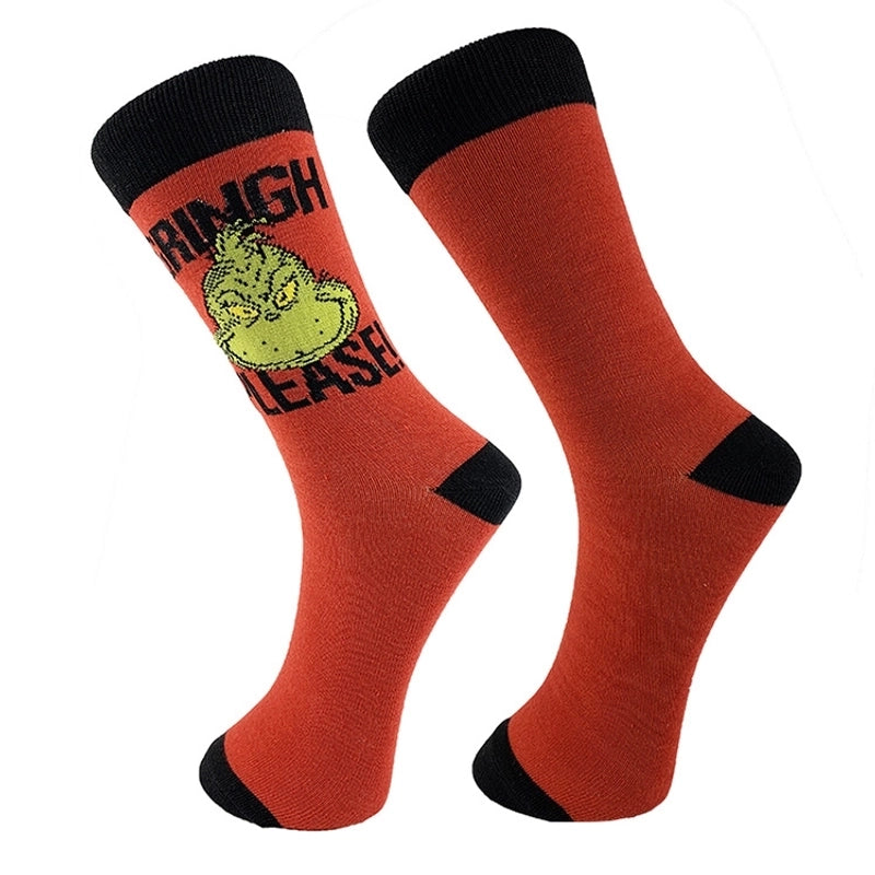 Christmas Mid-calf Length Socks Grinch Knitted Personalized Men And Women Socks Couple Fashion Socks