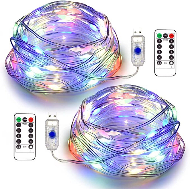 LED Light String Eight Function USB Waterproof Battery Box Remote Control Copper Wire Light String Leather Wire Light String Christmas Decorative Colored Light String