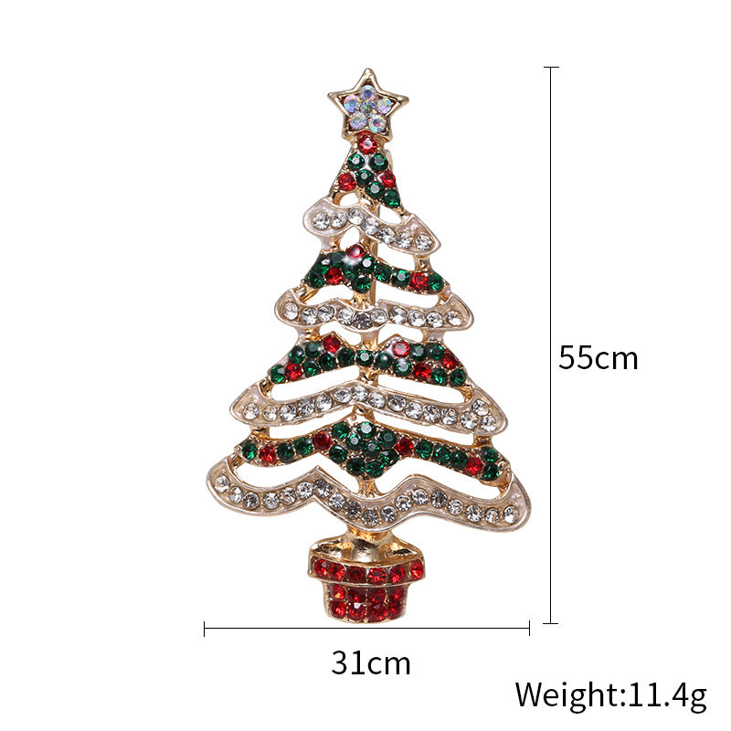 Fashion Pin Christmas Tree Alloy Inlay Rhinestones Women'S Brooches