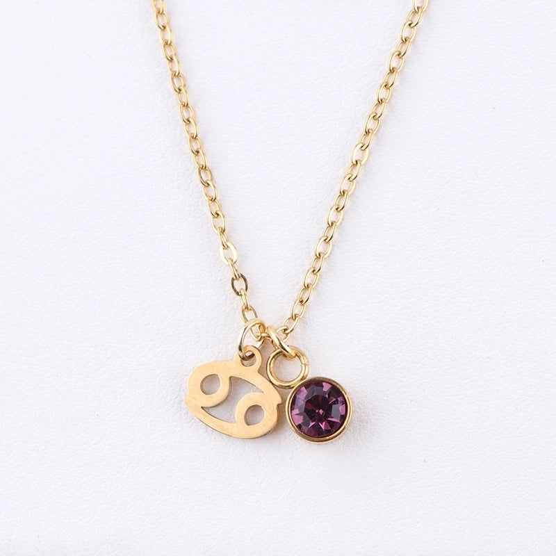 IG Style Beach Commute Constellation 304 Stainless Steel Rhinestones 18K Gold Plated Inlay Pendant Necklace