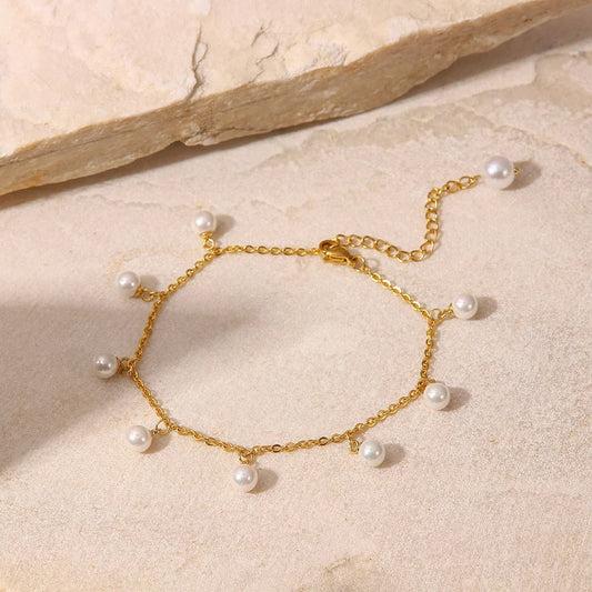 Women Minimalist Geometric Stainless Steel 18K Gold Plated Anklets