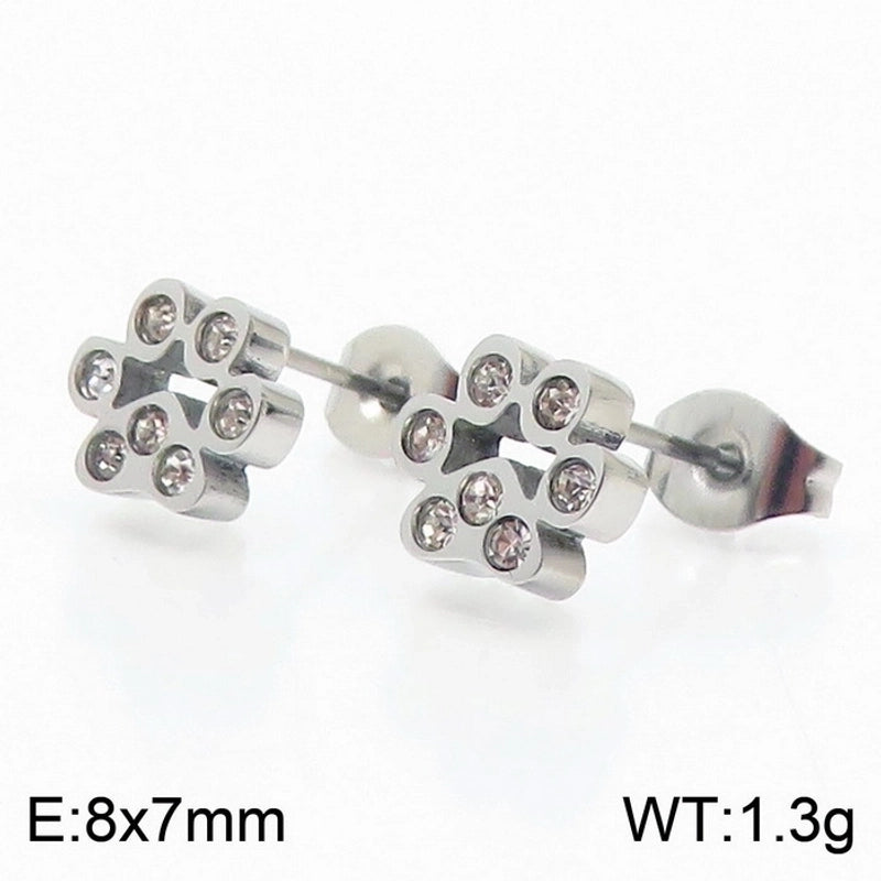 Minimalist Korean Style Animal Paw Print Titanium Steel 18K Gold Plated Plating Bracelets Earrings Necklace