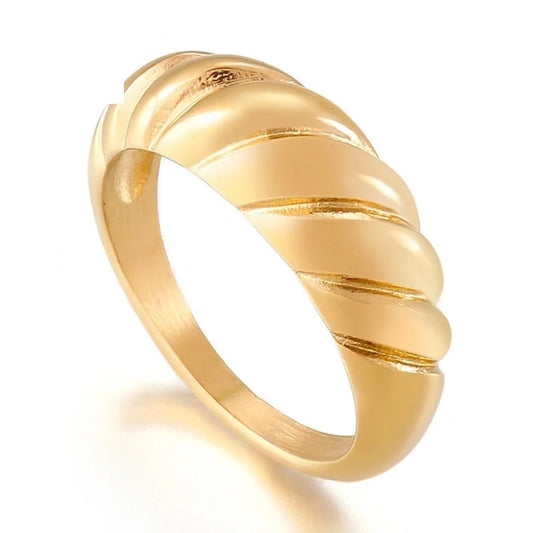 Cross-border Supply Type Twist Thread Ring Metal Croissant Ring Corner Round Ring