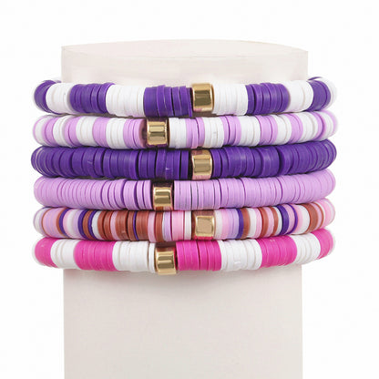 2 Sets Bohemian Colorful Soft Clay Bracelet Halloween Beaded Bracelet 6-piece Set