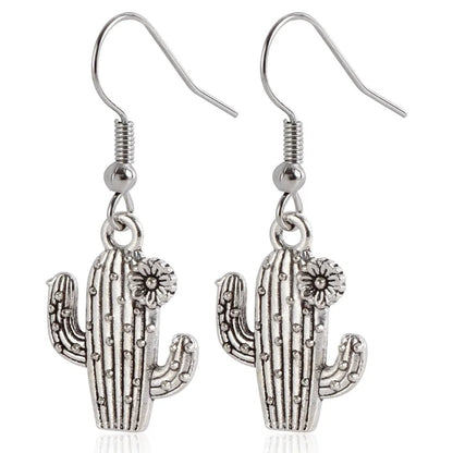 Jewelry Punk Western Denim Style Boots Cow Head Tassel Earrings Vintage Cactus Earrings For Women