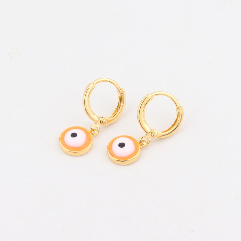 Japanese / Korean IG Style Women Minimalist Natural Metal Mixed Color Eye Droplet Resin Oil Dripping Drop Earrings