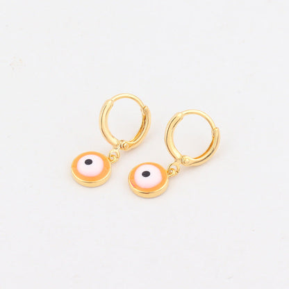 Japanese / Korean IG Style Women Minimalist Natural Metal Mixed Color Eye Droplet Resin Oil Dripping Drop Earrings