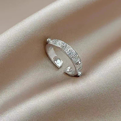 Minimalist Heart Shape Flower Bow Knot Copper Inlay Artificial Pearls Opal Zircon Rings