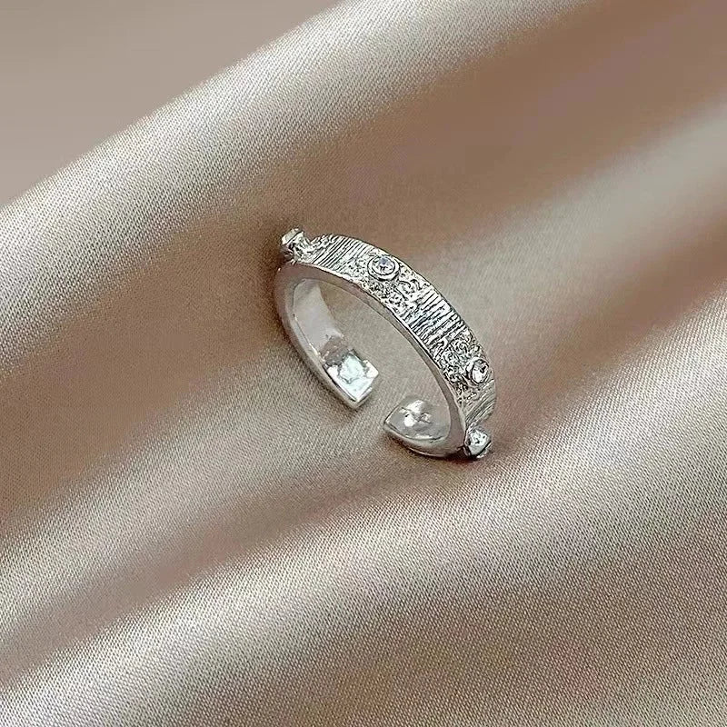 Minimalist Heart Shape Flower Bow Knot Copper Inlay Artificial Pearls Opal Zircon Rings