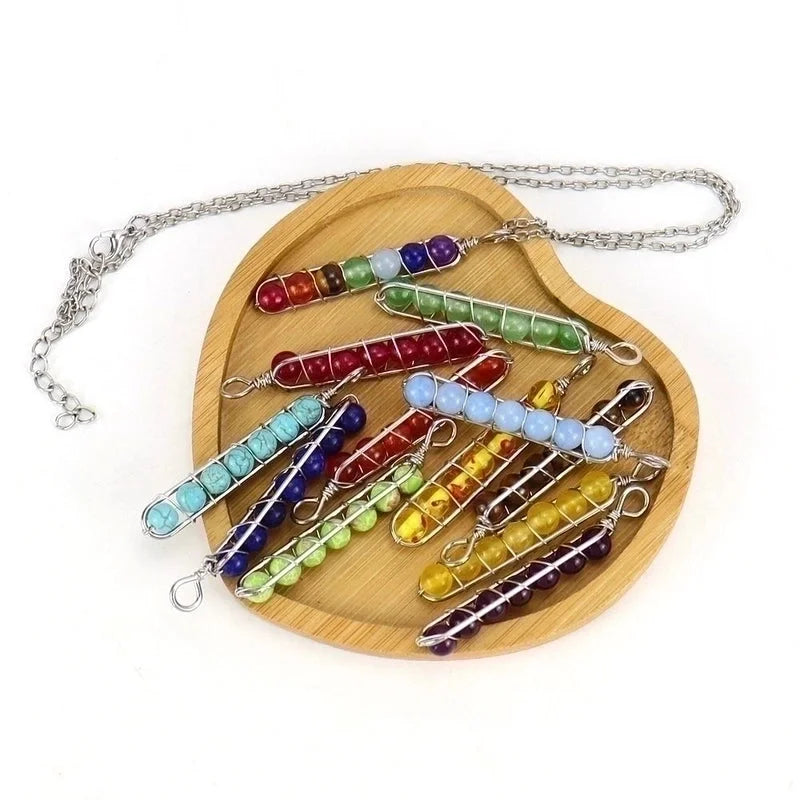 Minimalist Geometric Natural Stone Titanium Steel Pendant Necklace