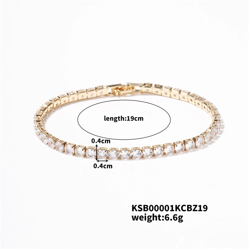 Copper Minimalist Shiny Inlay Geometric Zircon Bracelets Tennis Bracelet