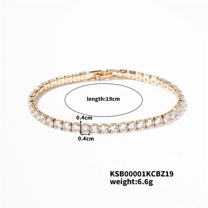 Copper Minimalist Shiny Inlay Geometric Zircon Bracelets Tennis Bracelet