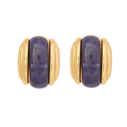 Elegant Minimalist Oval 304 Stainless Steel 18K Gold Plated Earrings Necklace