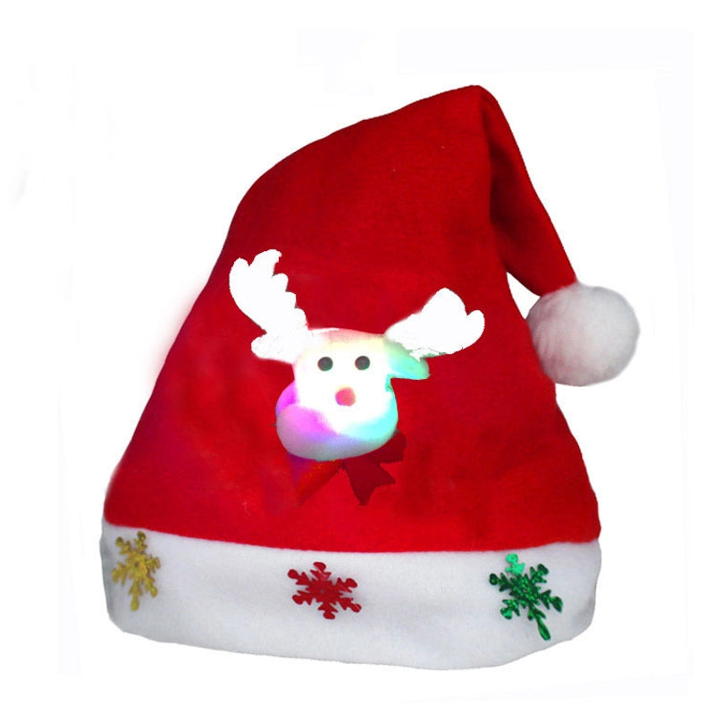 Creative Christmas Decorations Luminous Christmas Brushed Cloth Children's Hat Christmas Gift Cartoon Christmas Hat