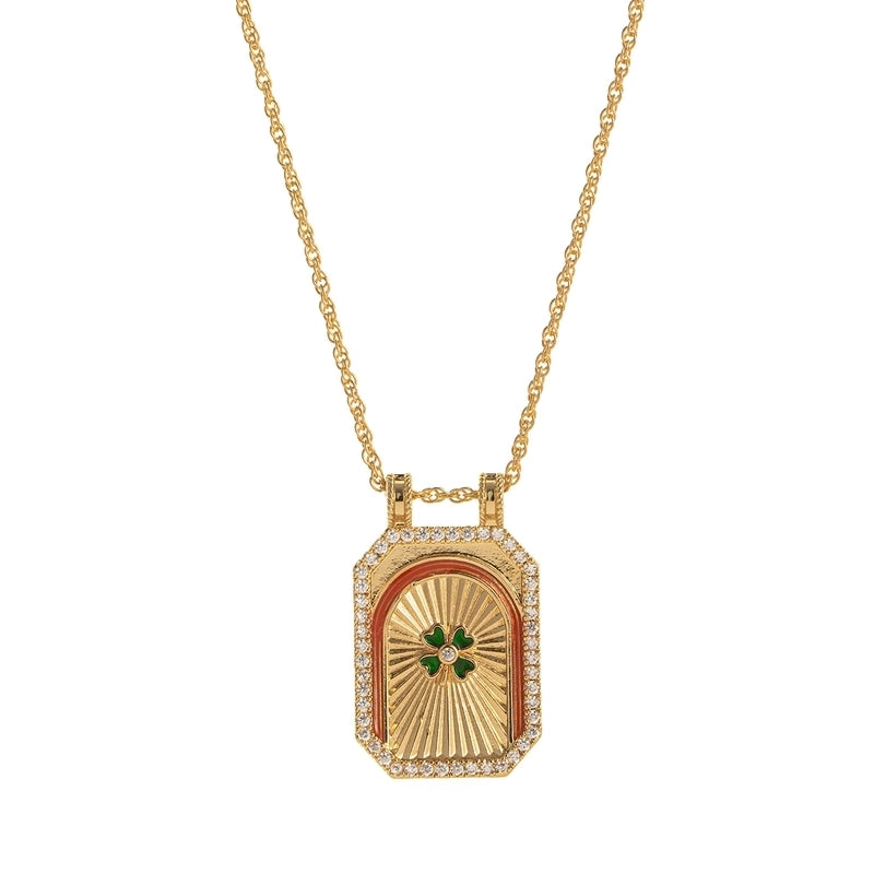 Copper Gold Plated Enamel Tarot Pendant Necklace