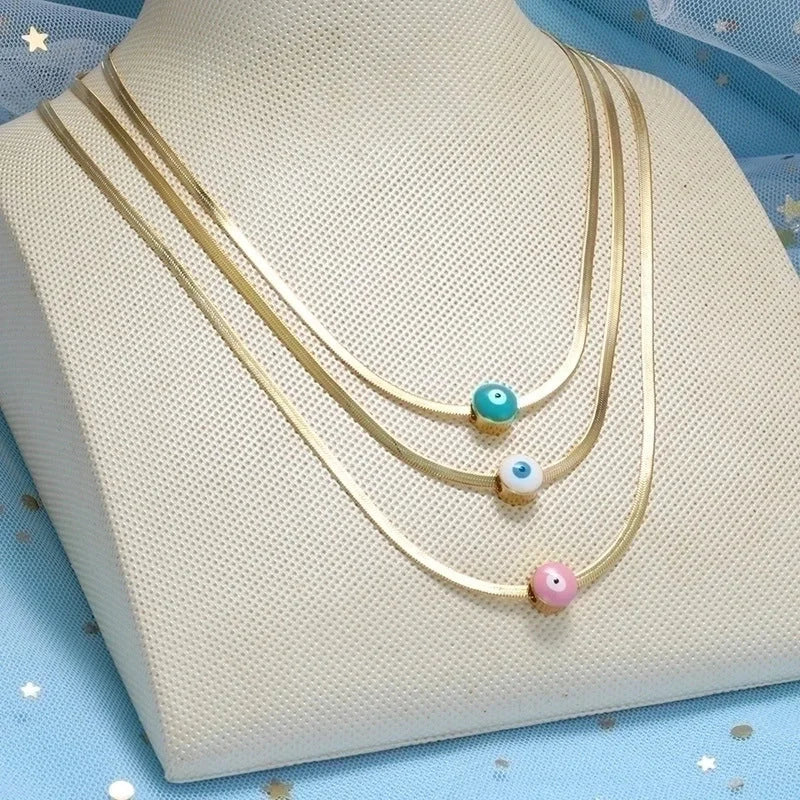 Fashion Devil'S Eye Stainless Steel Plating Necklace