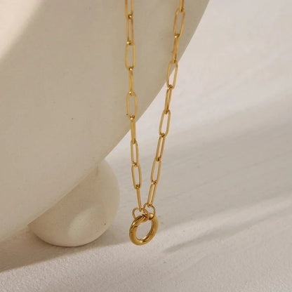 Casual Basic Commute Round Solid Color Rectangle 304 Stainless Steel 18K Gold Plated Pendant Necklace