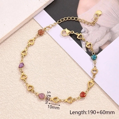 Best Seller In Europe And America 304 Stainless Steel Furnace Vacuum Plating Color Sequins Dripping Oil Hollow Love Butterfly Bracelet