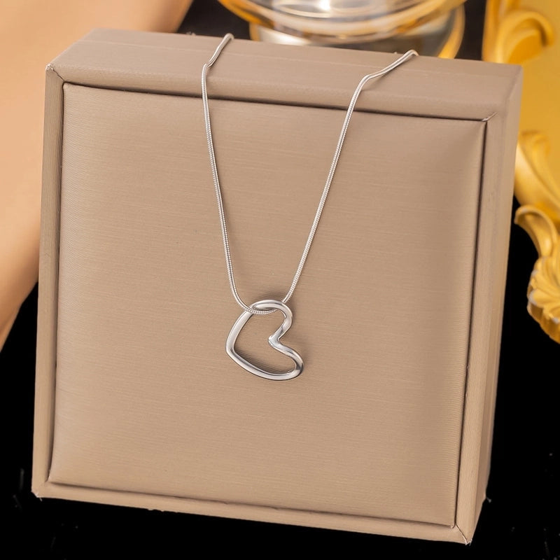 Elegant Lady Sweet Heart Shape Rose Titanium Steel Shell Plating Earrings Necklace